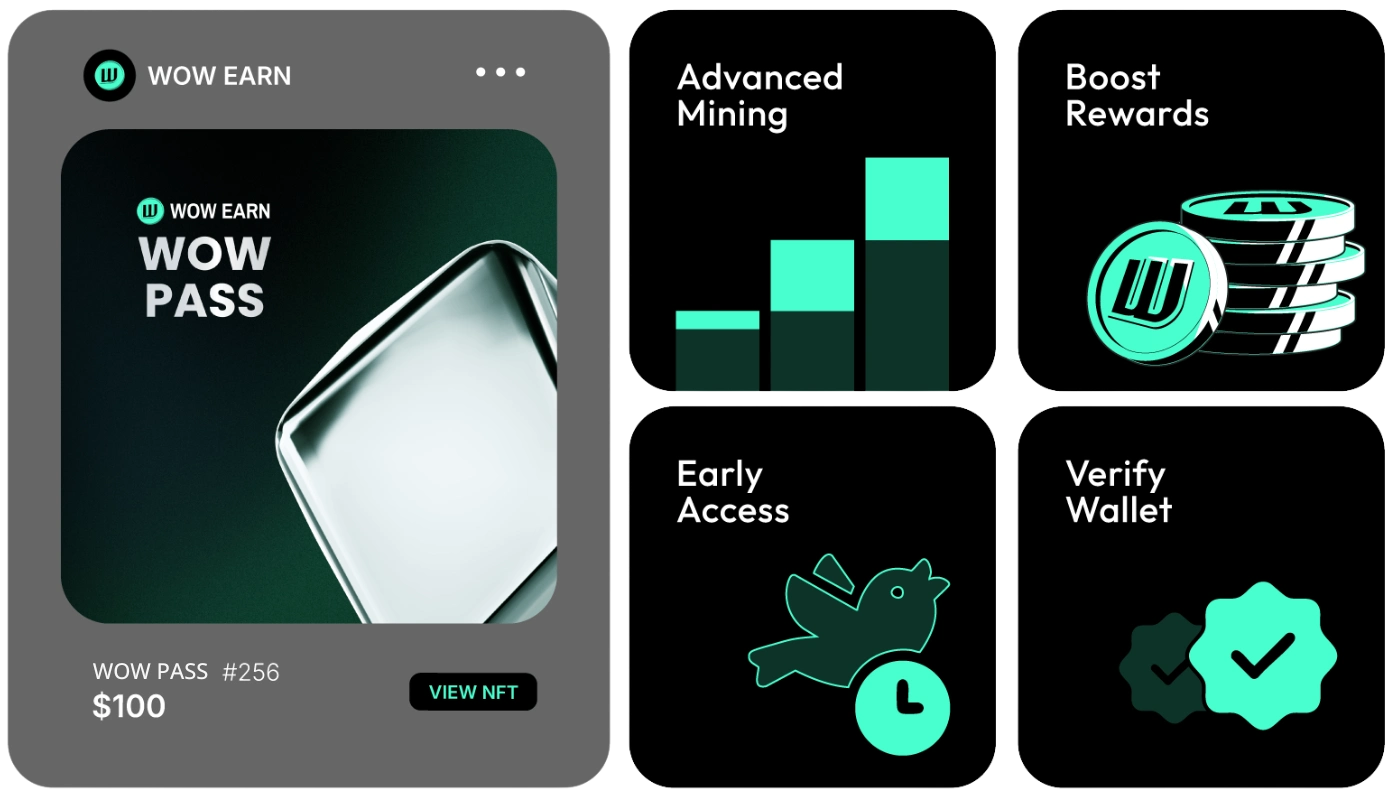 WOW Mining & PASS - 올인원 Web3 앱
